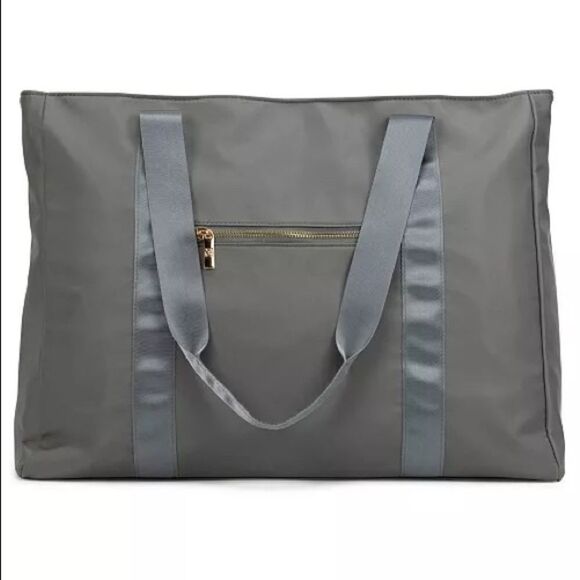BADGLEY MISCHKA Nylon Travel Tote Weekender Bag in Grey travel bag luggage bag - Picture 9 of 12